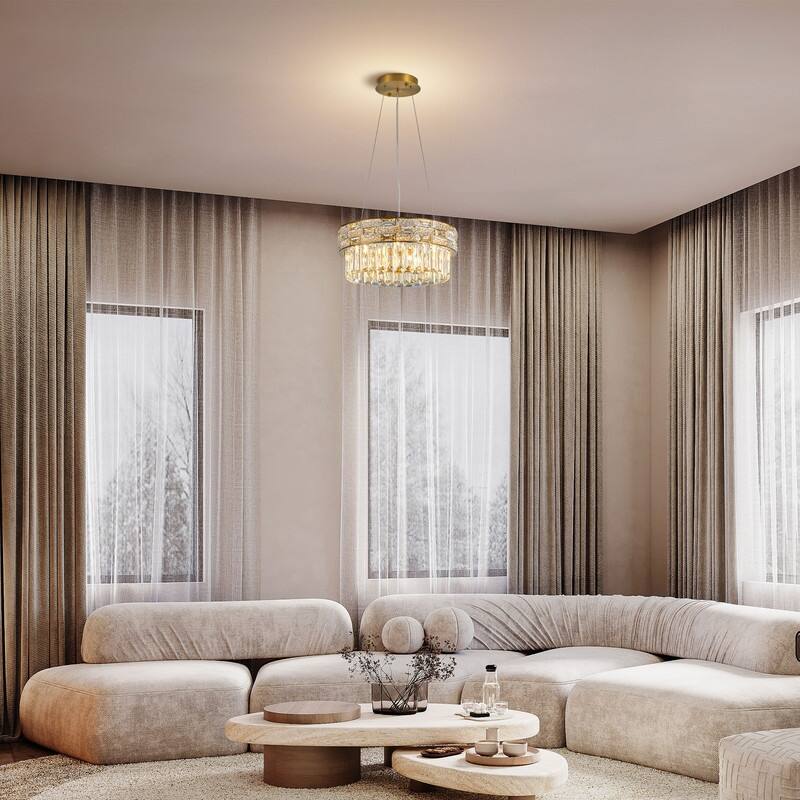 KAYLA Crystal Chandelier - Large K9 Crystal Pendant Light for High Ceilings, Entryway, Foyer, Dining Room & Living Room