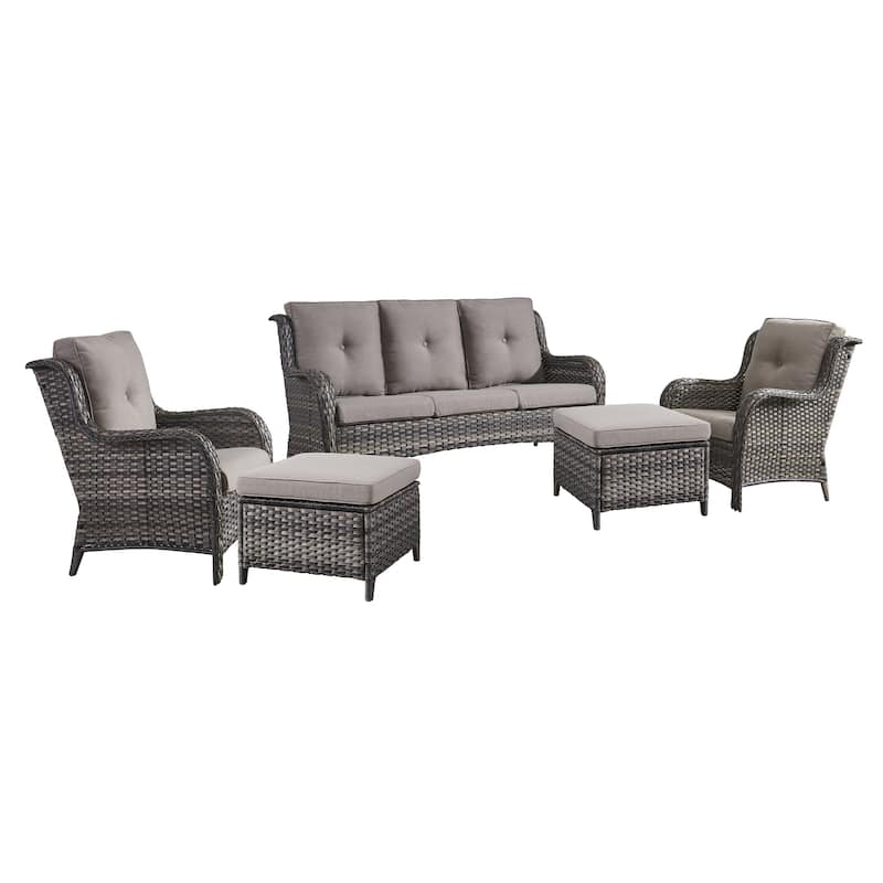 Pocassy 5-Piece Patio Furniture Set with Ottomans