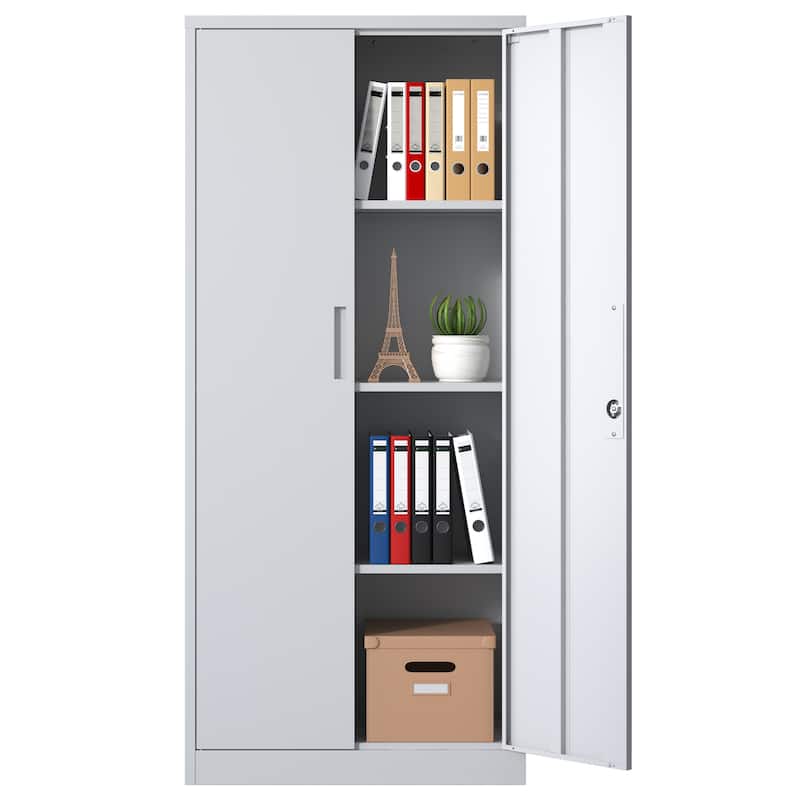 71"H Metal Garage Storage Cabinet,Tool Steel Locking Cabinet with Doors and 3 Shelves