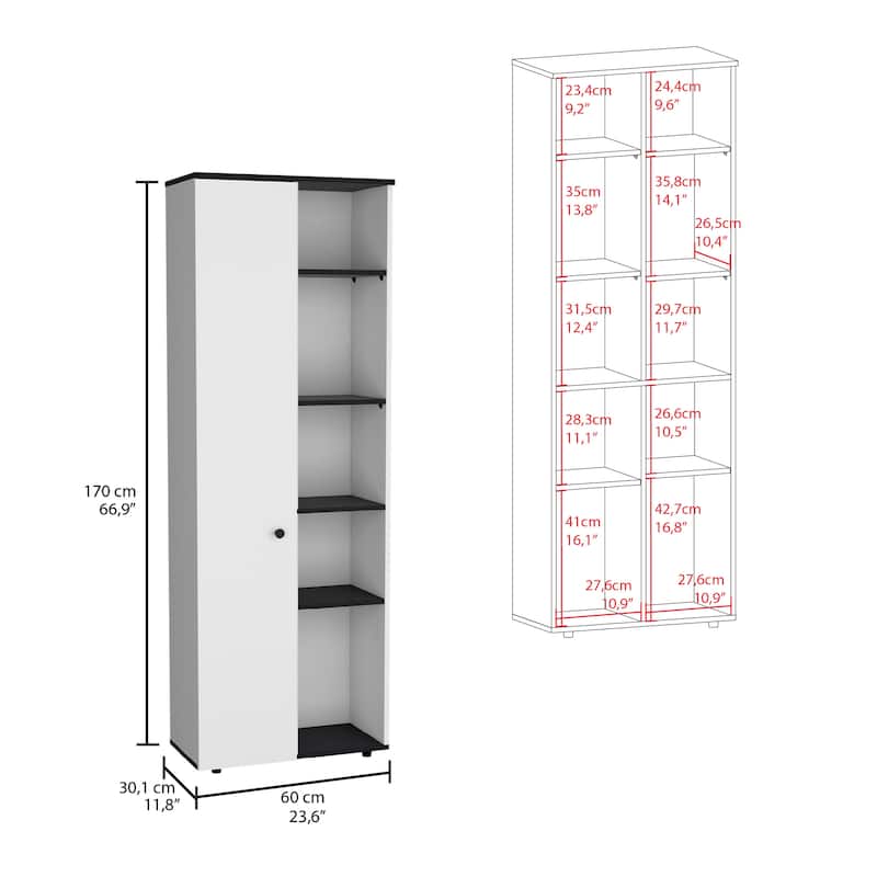 Kitchen Pantry Storage Cabinet With and Five Interior and Exterior Shelves