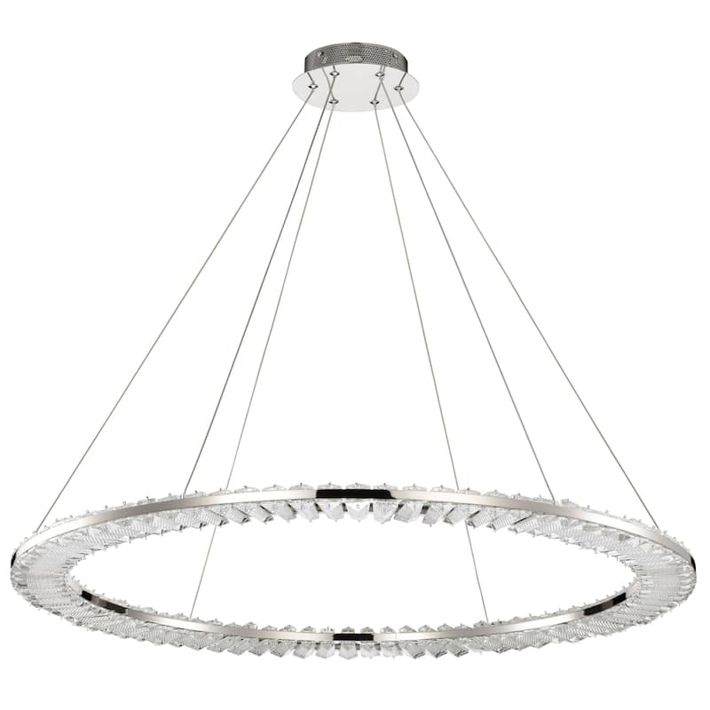 Nova LED 36 Inch Round Pendant Polished Nickel Finish K9 Crystal - Polished Nickel