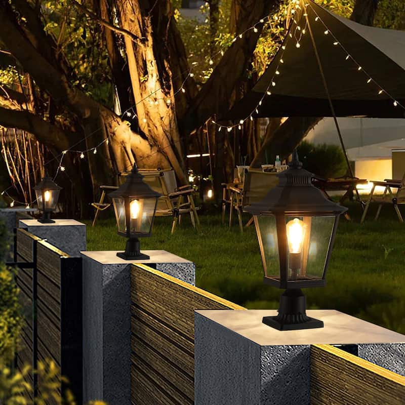 Outdoor Glass Column Headlights - Black