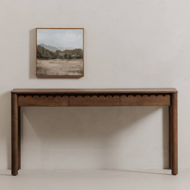 NADAAL STUDIOS Thalen Desk, Mango Wood with Sculptural Round Legs, Vintage Brown