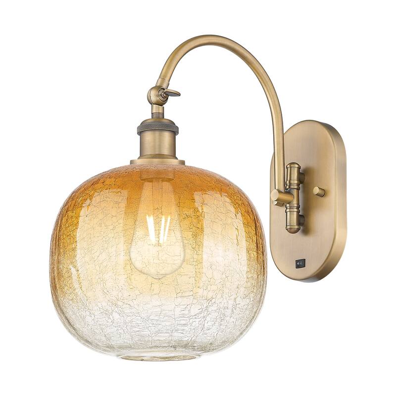 Innovations Lighting Endless Possibilities Ballston - Brookhaven Sphere - 1 Light 11" Swiveling Sconce - Brushed Brass/Amber