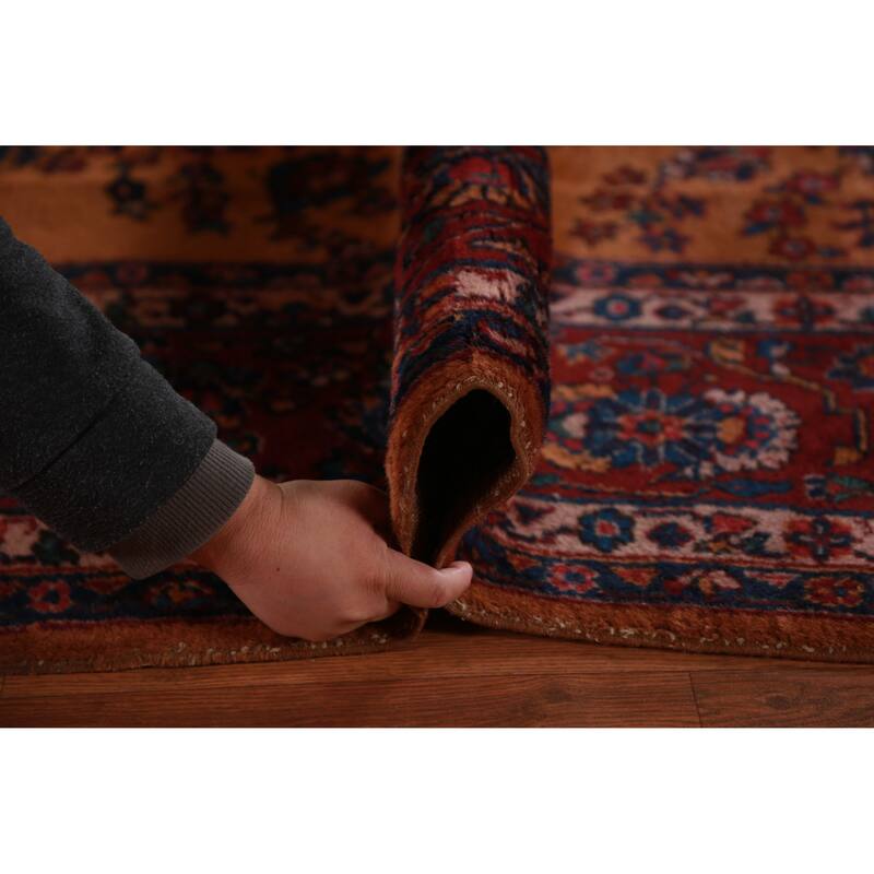 Orange Floral Sparta Turkish Area Rug Hand-Knotted Wool Carpet - 8'10"x 12'10"