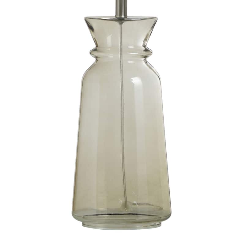 Elyse - Rippled Smoke Glass Body Table Lamp - White Shade