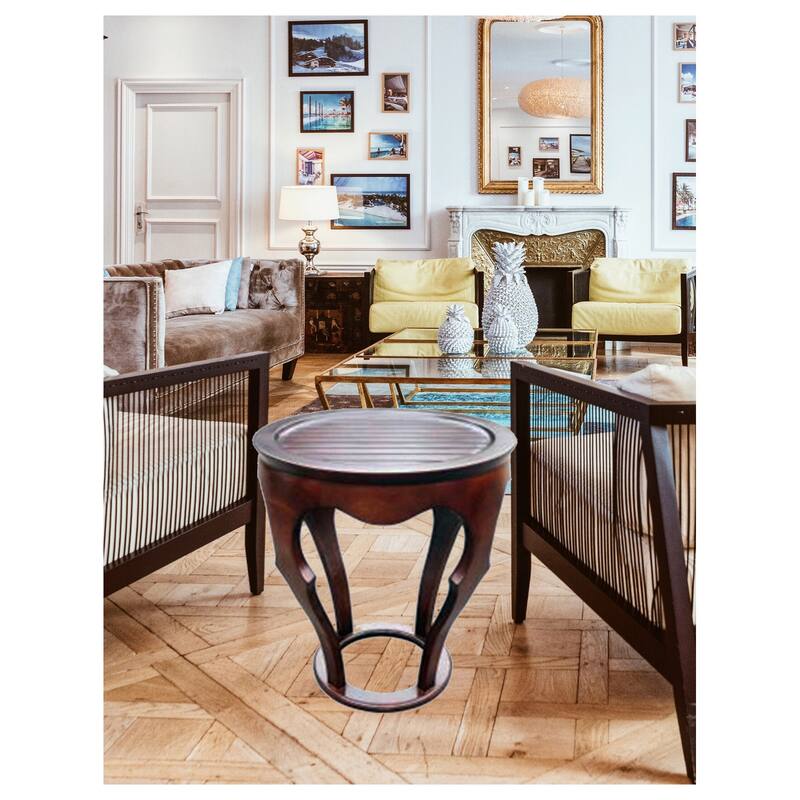 Mahogany Pedestal Table - Urban Accent Side Table for Living Room, Bedroom, Hallway - 22