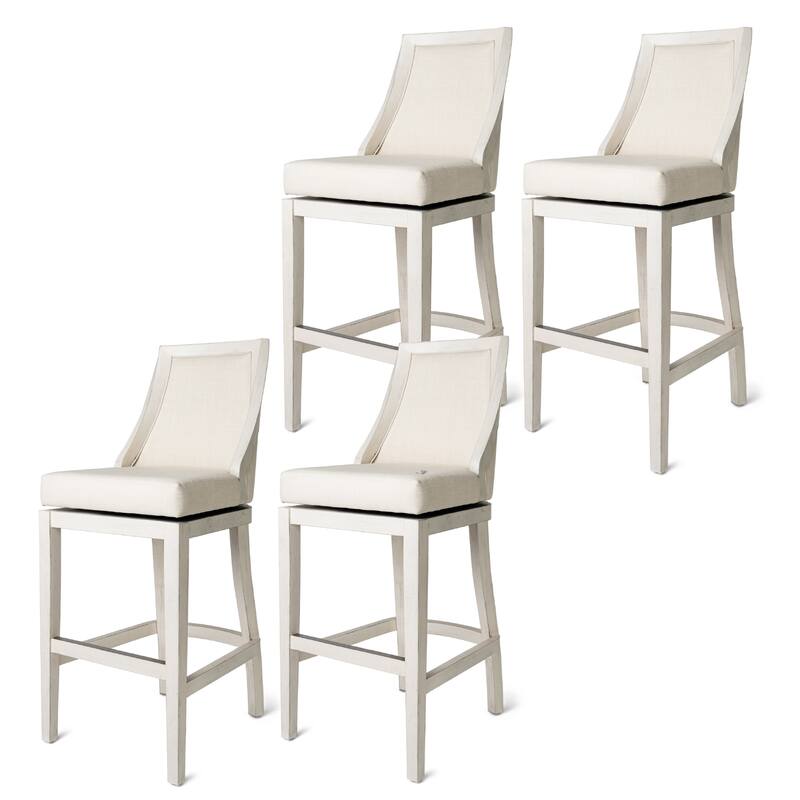 Maven Lane Vienna Swivel Kitchen Stool - Set of 4 - White Oak - Bar Height