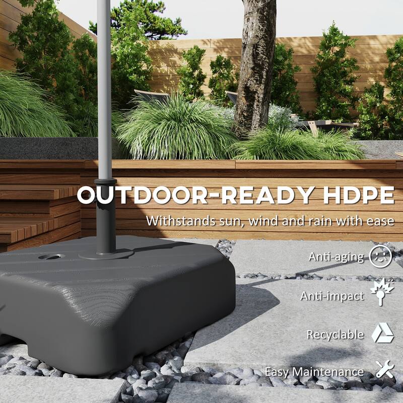 Outsunny Square Patio Umbrella Base with Wheels, Telescopic Handle