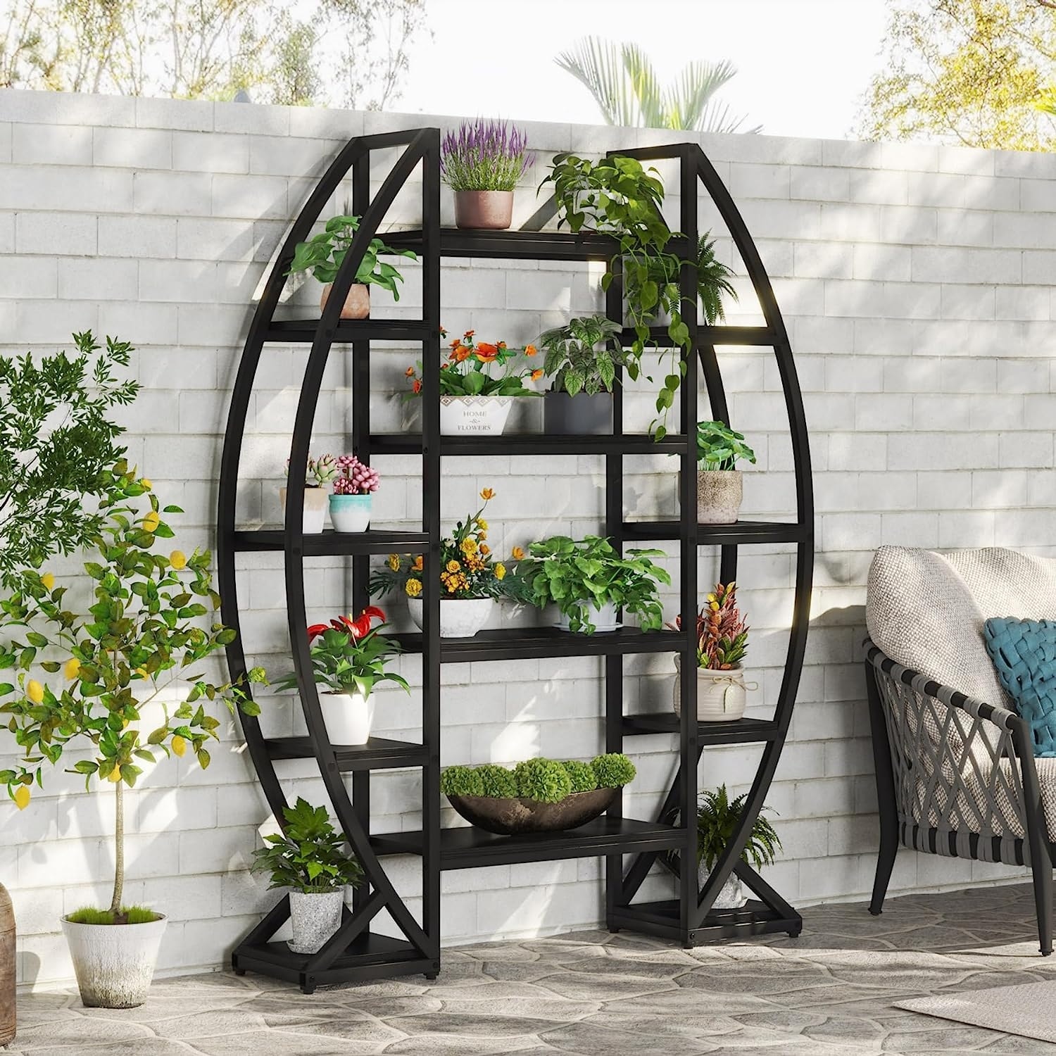 5 Tier Plant Stand Indoor, Half-Moon Shaped Large Plant Shelf