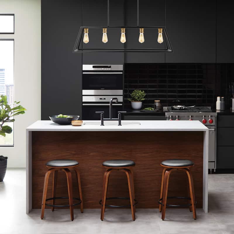 Staunton 38" 5-Light Adjustable Iron Farmhouse Vintage LED Dimmable Pendant, by JONATHAN Y
