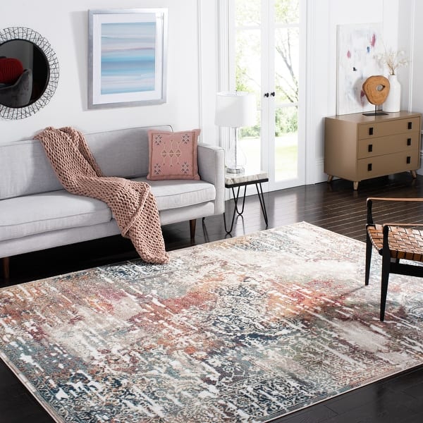 slide 2 of 10, SAFAVIEH Skyler Diny Vintage Boho Distressed Rug - Navy/Gold - 5' 5" x 7' 7"