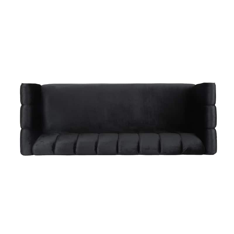 83.25" Velvet Channel Tufted 3-seater Sofa with Birch Wood Legs for Living Room