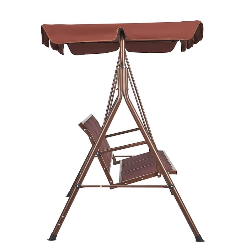 3-Seat Outdoor Swing Chair with Canopy, Armrests & Steel Frame - 68.5"×43.1"×59.8"