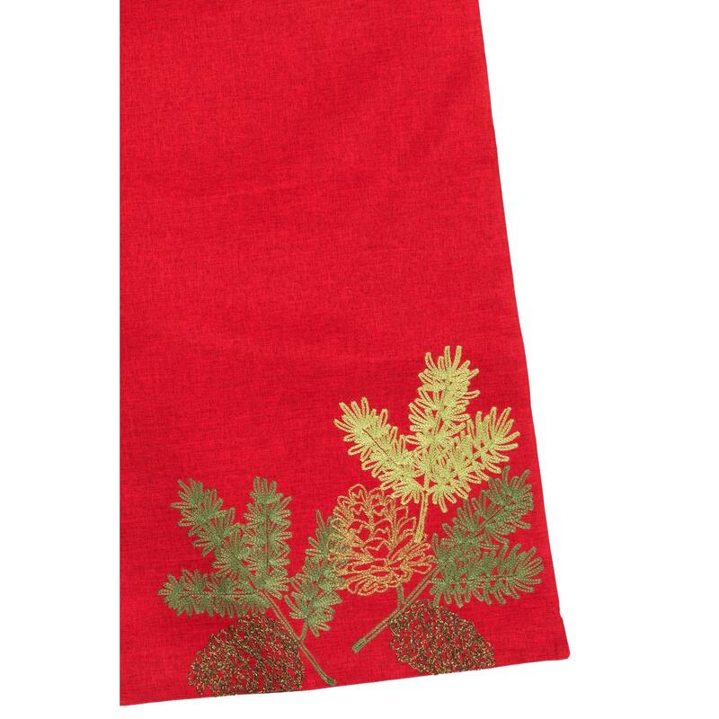 Christmas Pine Tree Branches Embroidered Double Layer Table Runner