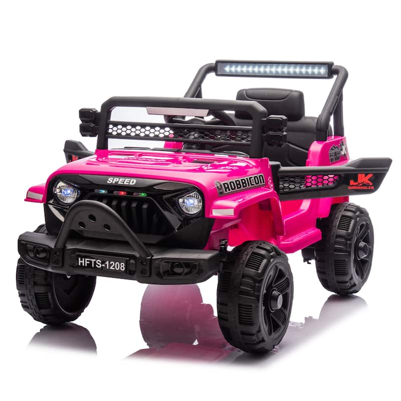 12V Kids Ride On Electric Truck Car W/Parents Control,2WD,4-wheel suspension,Adjustable volume,Microphone jack,Power display,LED