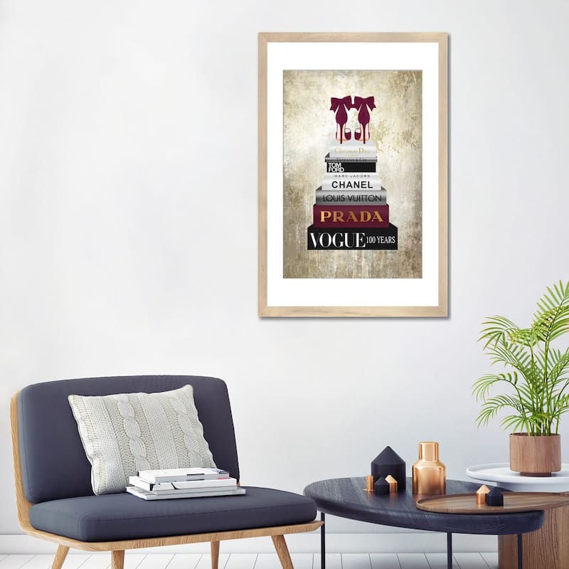 iCanvas "Tall Book Stack With Burgundy Shoes & Gold Background" by Amanda Greenwood