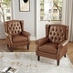 preview thumbnail 4 of 27, Set of 2 Vegan Leather Upholstered Button Tufted Accent Chair