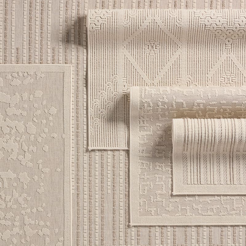 Axiom Indoor/Outdoor Abstract Cream Area Rug