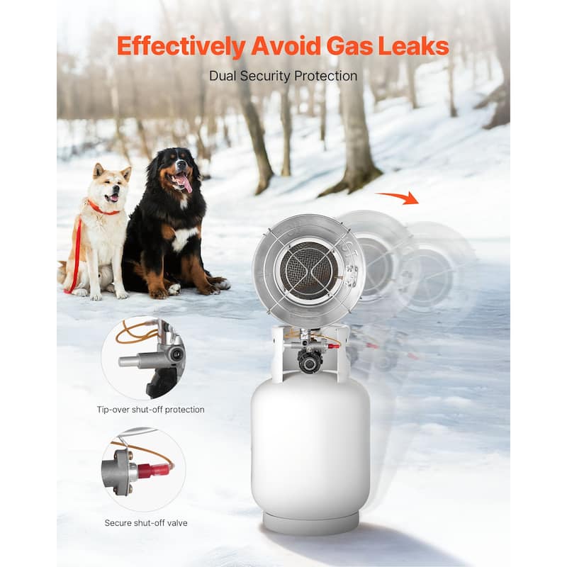 Portable Propane Heater with Rapid Heating and Trolley - 8.66 x 12.80 x 5.71 inches