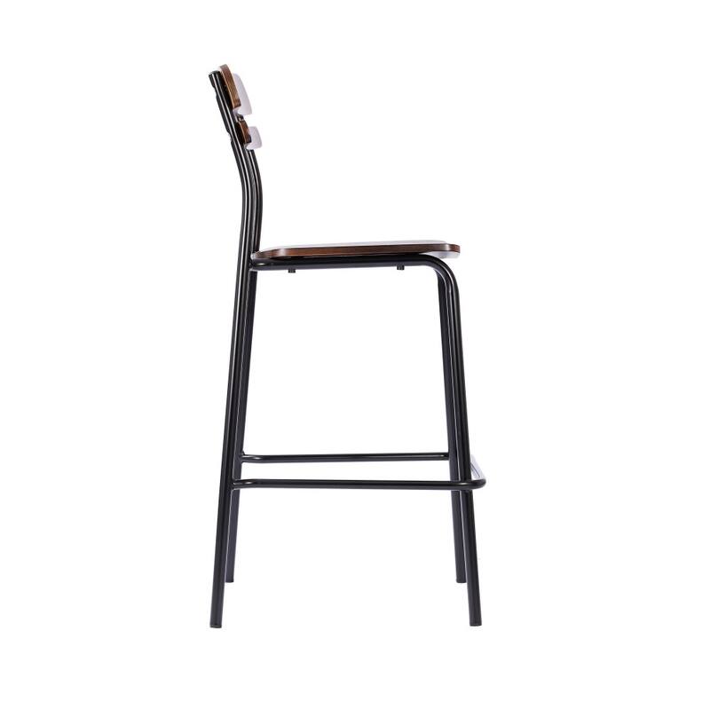 Commercial Solid Wood Bar Stool with Frame and Antique Finish - 19.75"W x 22.25"D x 44.5"H