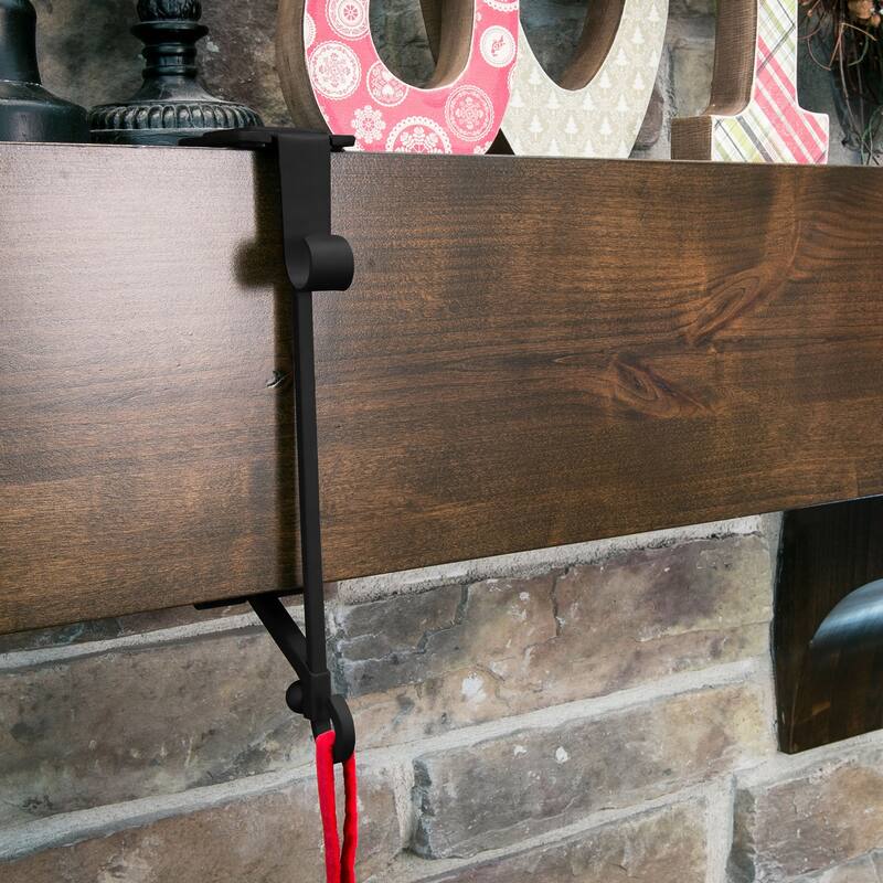 Garland and christmas stocking holder for mantle (2-Pack) (Black)