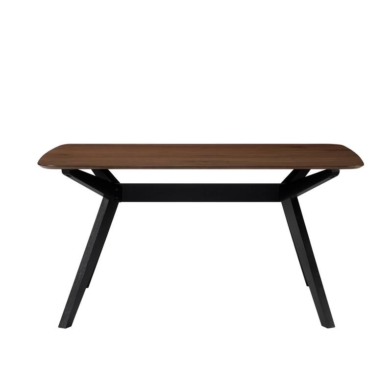 Wood Dining Table, 59.00"W x 35.43"D x 30.00"H, Walnut+Black