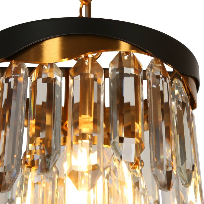 Modern Crystal 1-Light Pendant Light for Kitchen Island Dining Room - Black and Gold - 8.5" Dia. x 10" H
