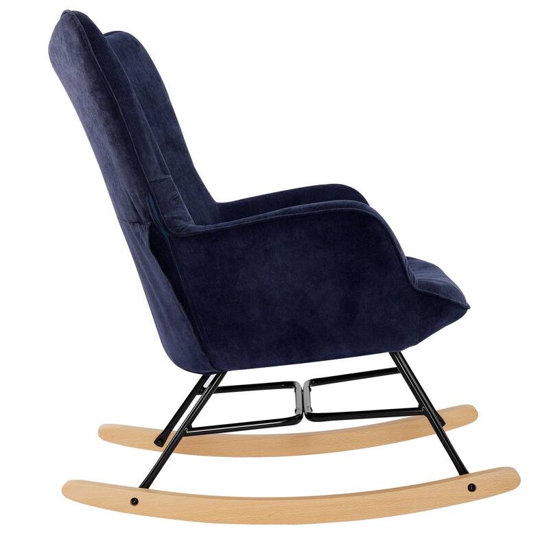 Velvet Rocking Chair Upholstered Recliner Comfy Accent Chair