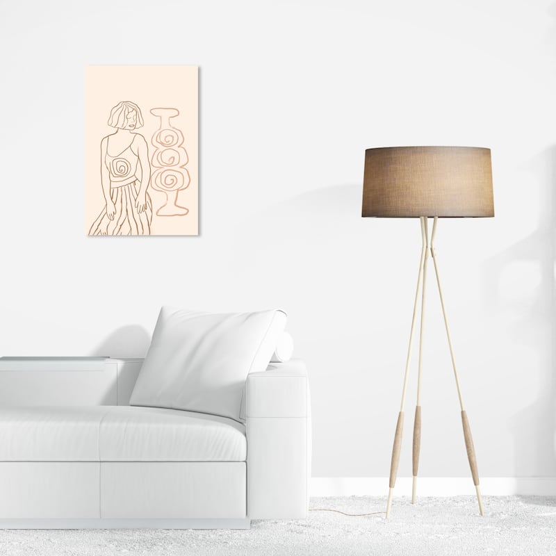 Wynwood Studio Entertainment and Hobbies Girl and a Vessel Brown and Light Pink Modern & Contemporary Wall Art Canvas Print - 24 x 16