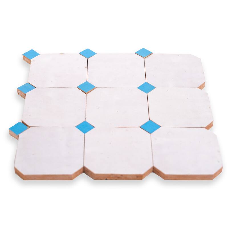 Contemporary Zellige Panels, 12" X 12" X 1/2", White-Skylight Accents