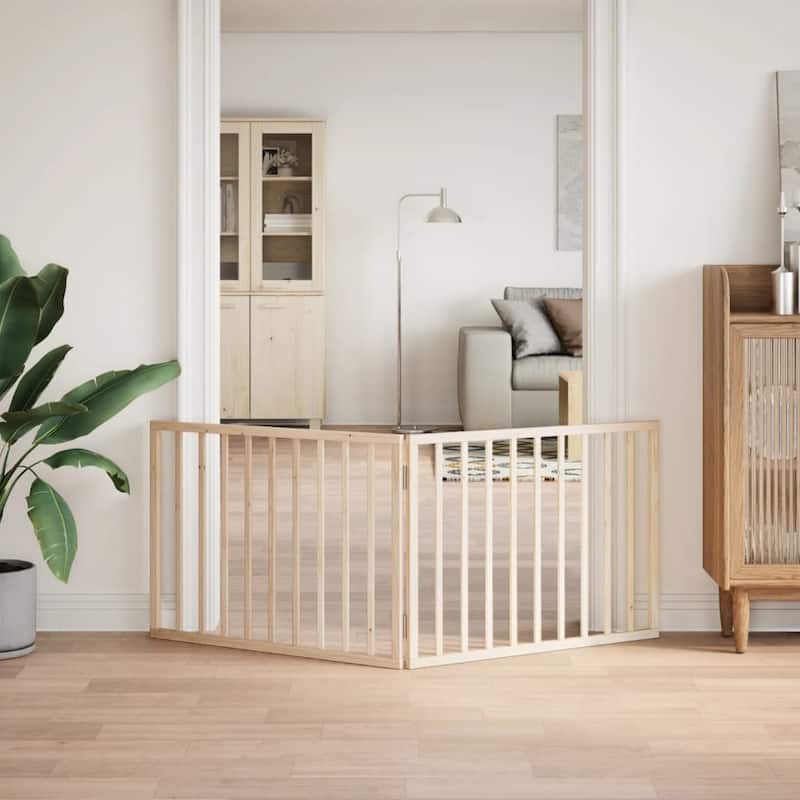 vidaXL Dog Gate Foldable Poplar Wood
