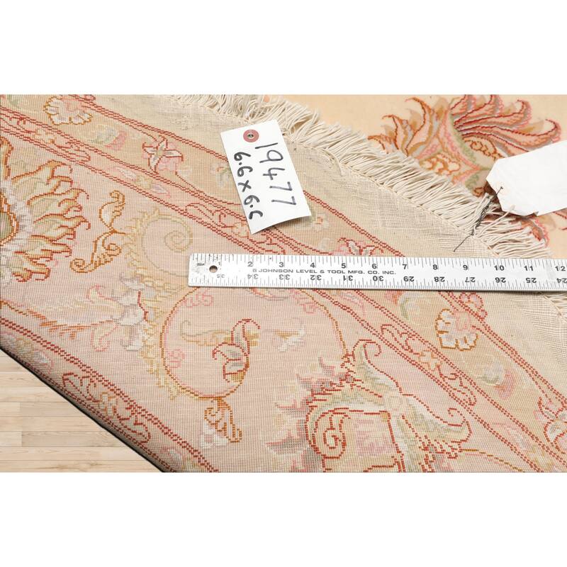 6'6''x6'6'' Round Hand Knotted Wool Ivory Round 400 KPSI Rug - 6' 6'' x 6' 6''-Round