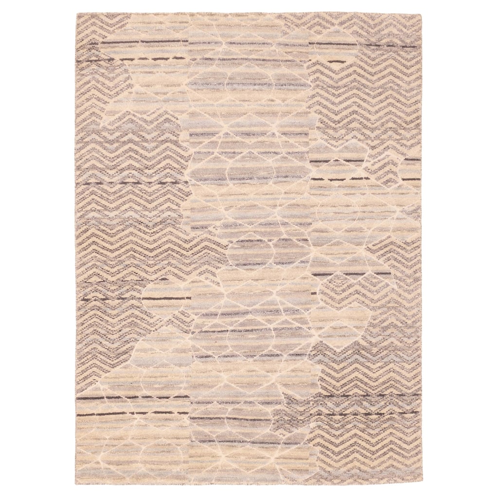 ECARPETGALLERY Hand-knotted Tangier Beige, Grey Viscose, Wool Rug - 5'4 x 7'5