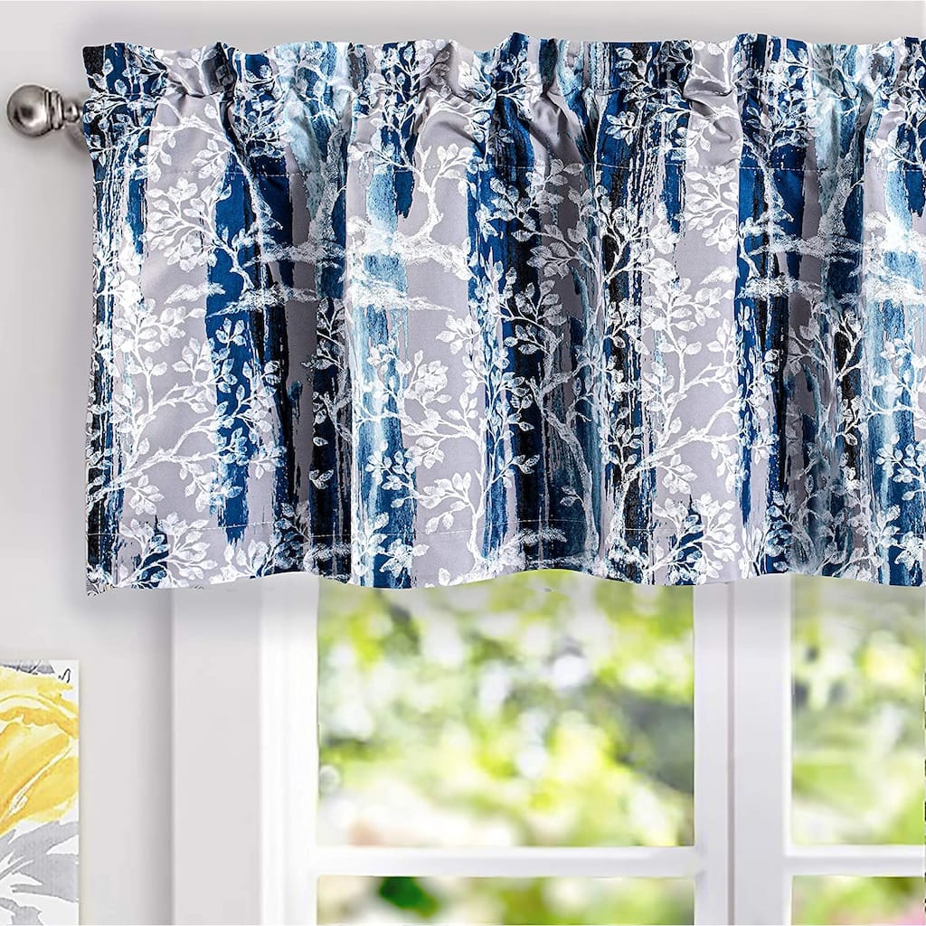 DriftAway Carol Tree Branches Leaf Botanical Print Blackout Thermal Insulated Window Curtain Valance Rod Pocket - 52 x 18