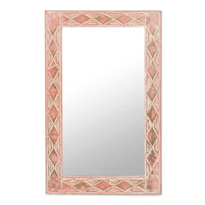 Novica Handmade Pink Diamonds Brass And Wood Mirror