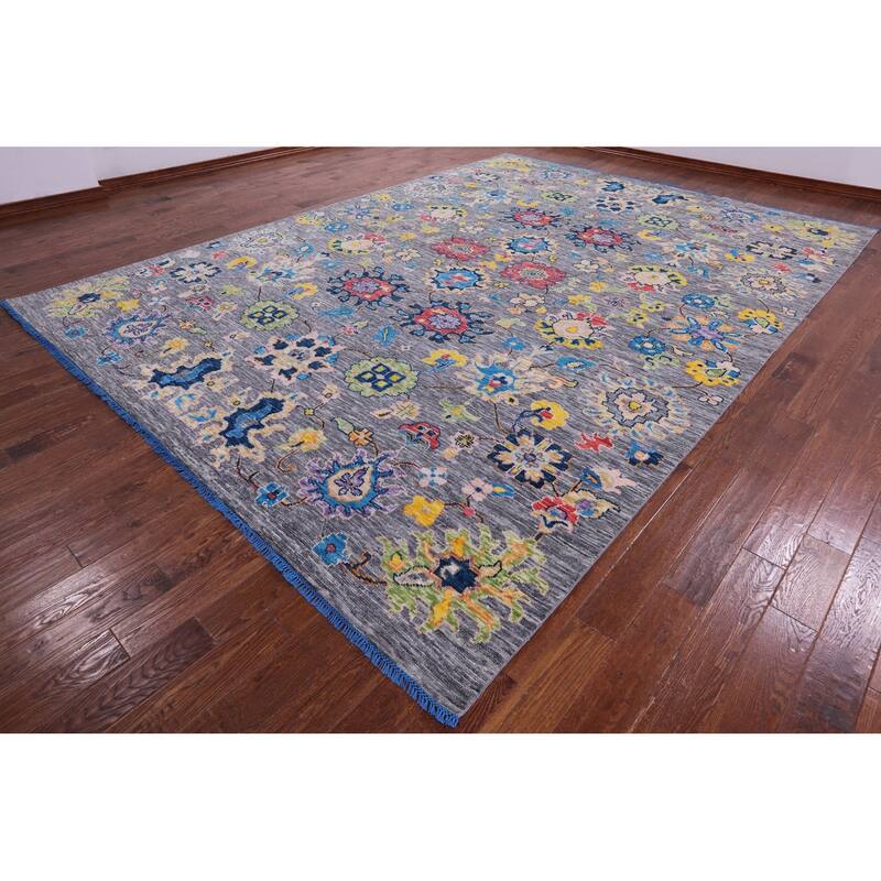 Golden Nile Grey Turkish Oushak Hand Knotted Wool Rug - 10' 4" X 14' 3"
