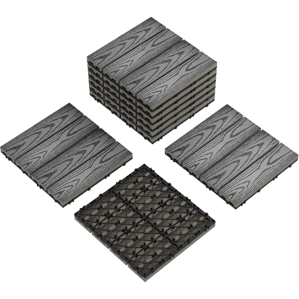9-Pack 12"X12" Waterproof Interlocking Patio Flooring Composite Deck Tiles for Indoor & Outdoor Use