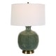 preview thumbnail 1 of 5, Uttermost Nataly Aged Green Table Lamp - 26"H, Shade 10"H x 18"Dia.