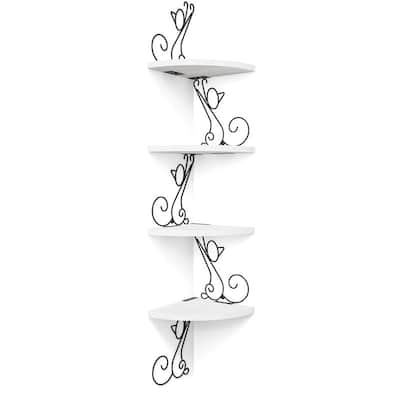4 Tier Floating Shelves for Wall Rustic Wood Decor