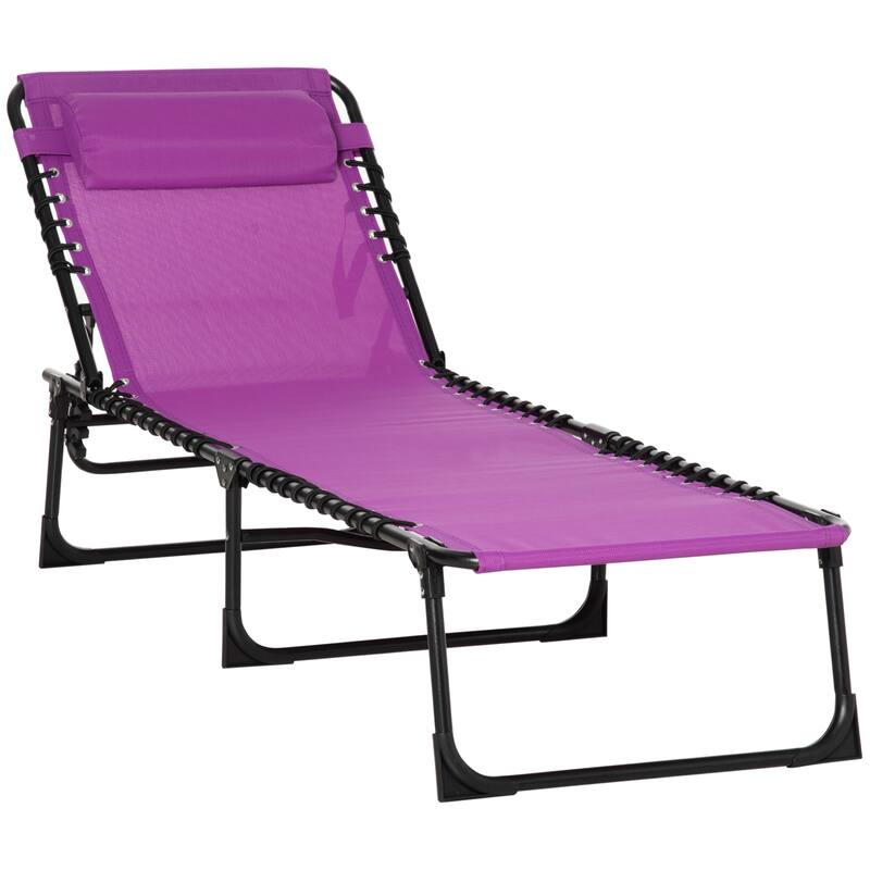 Outdoor Foldable Chaise Lounge Chair Sun Lounger with Adjustable Backrest for Beach Patio Poolside