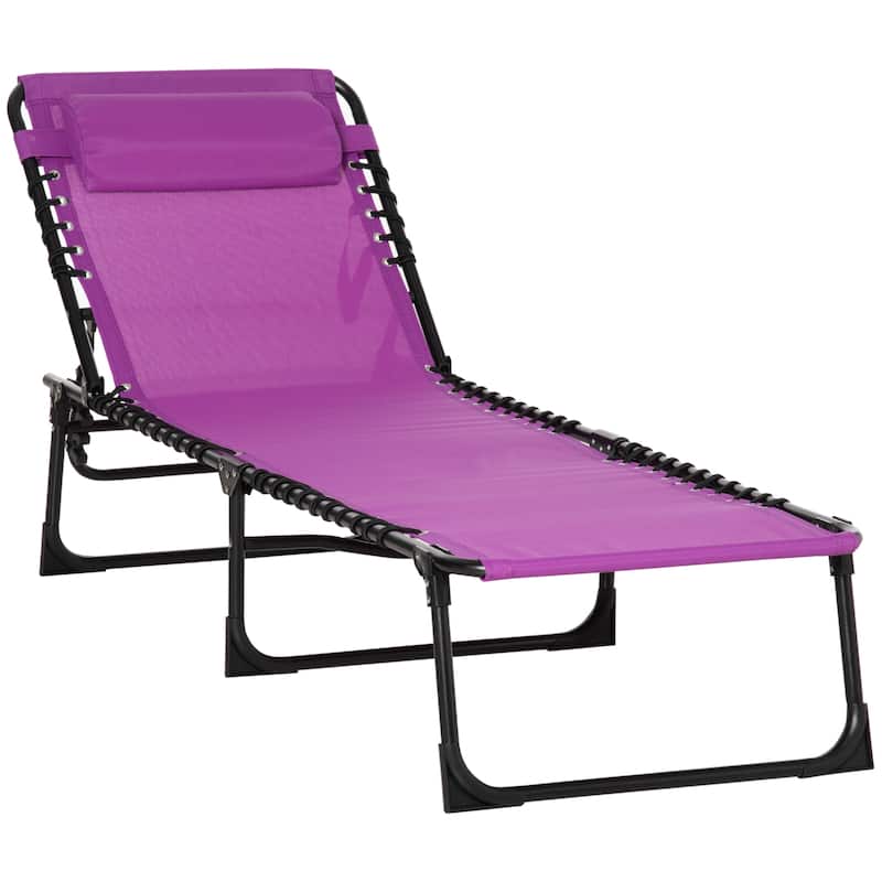 Outsunny Folding Chaise Lounge Chair Portable Lightweight Reclining Garden Sun Lounger with 4-Position Adjustable Backrest