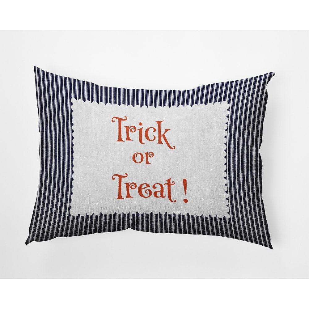 Halloween Trick or Treat Ticking Indoor/Outdoor Throw Pillow