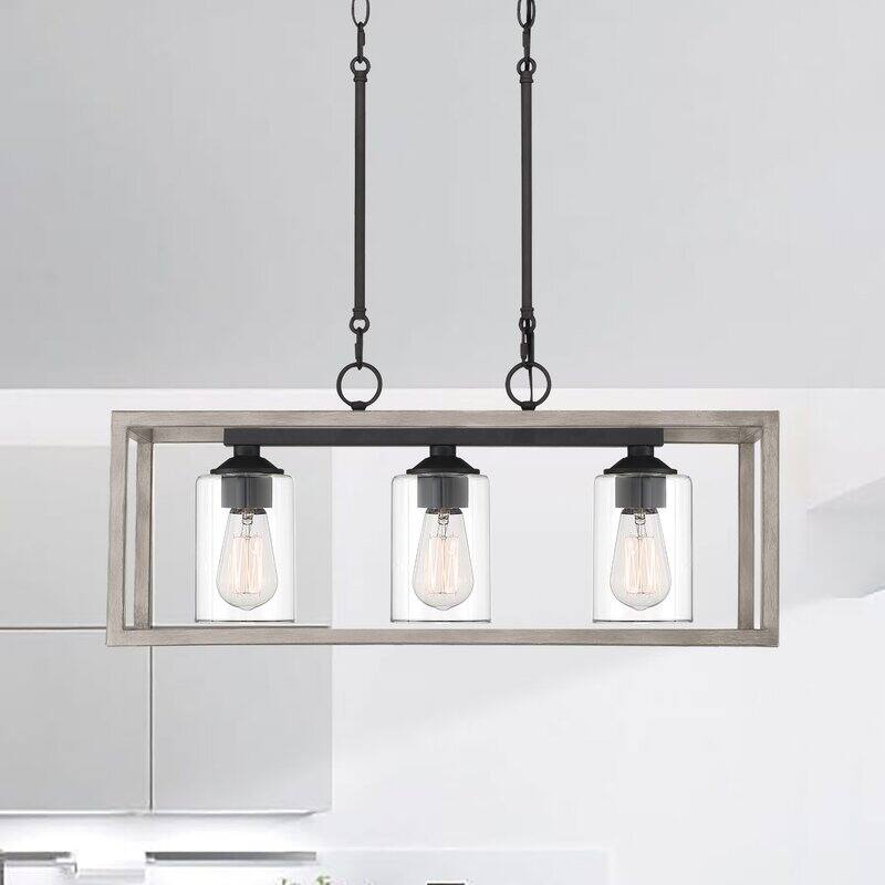 Moulins 3-ight Linear Modern Farmhouse Rectangle Chandelier with UL Certified - 25in