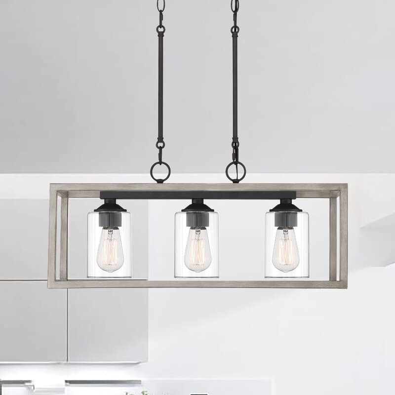 Moulins 3-ight Linear Modern Farmhouse Rectangle Chandelier with UL Certified - 25in