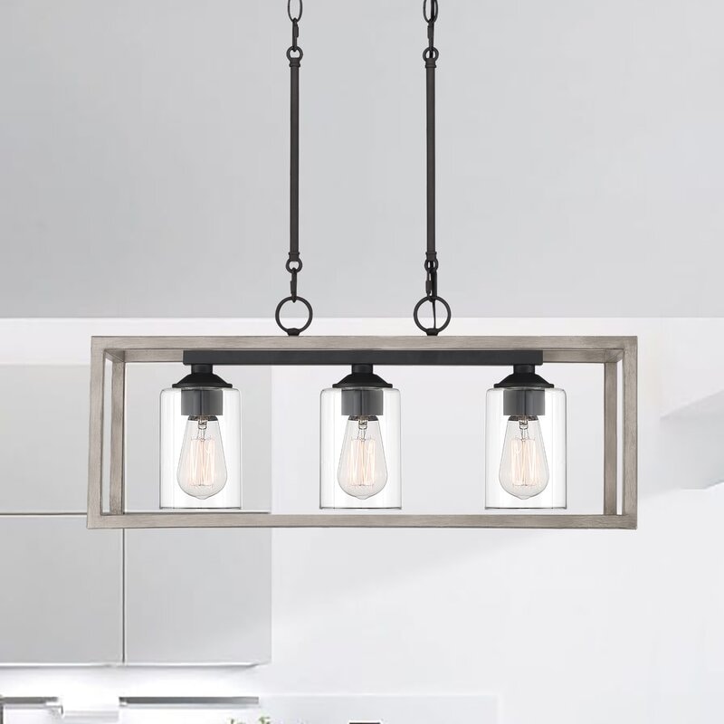 Acroma 3-ight Linear Modern Farmhouse Rectangle Chandelier with UL Certified - 25in