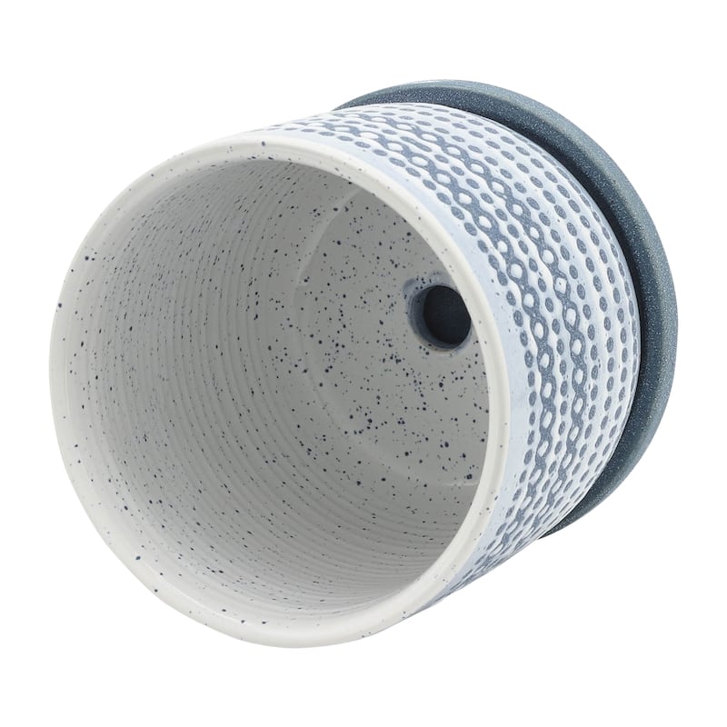 Sagebrook Home Contemporary Dotted Ceramic Planter with Saucer