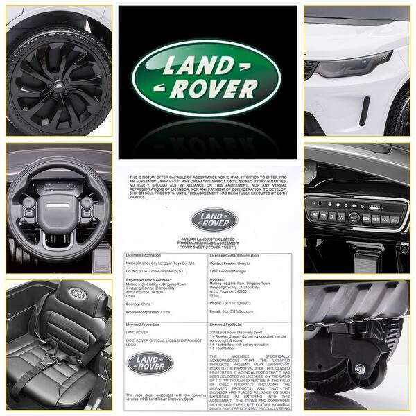 Licensed Land Rover 12V Kids Electric Car with Remote Control, Music Player, Adjustable Speed, Safety Belt & Shock