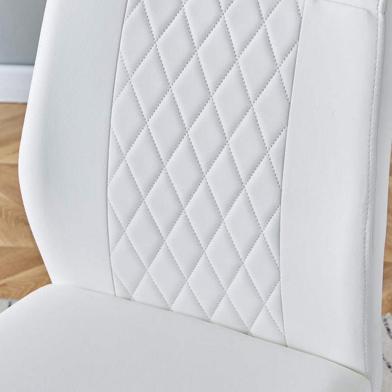 Leather Dining Chair Set of 6 Office Chair with C-Shaped Metal Legs