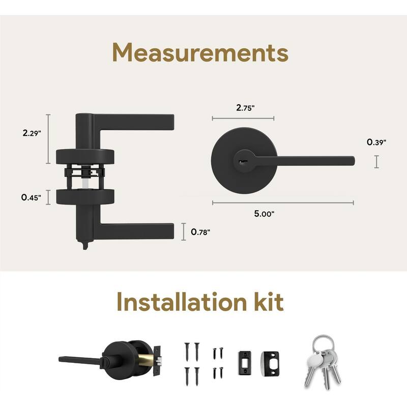 Mega Handles RALPH Entry Lever & Deadbolt Combo – Modern Stainless Steel Lock Set for Left/Right Doors, Square Rosette